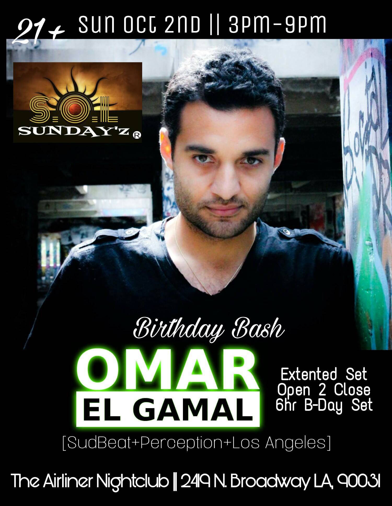 Omar El Gamal plays 6hrs open to close solo set at the Airliner Club in Los Angeles
